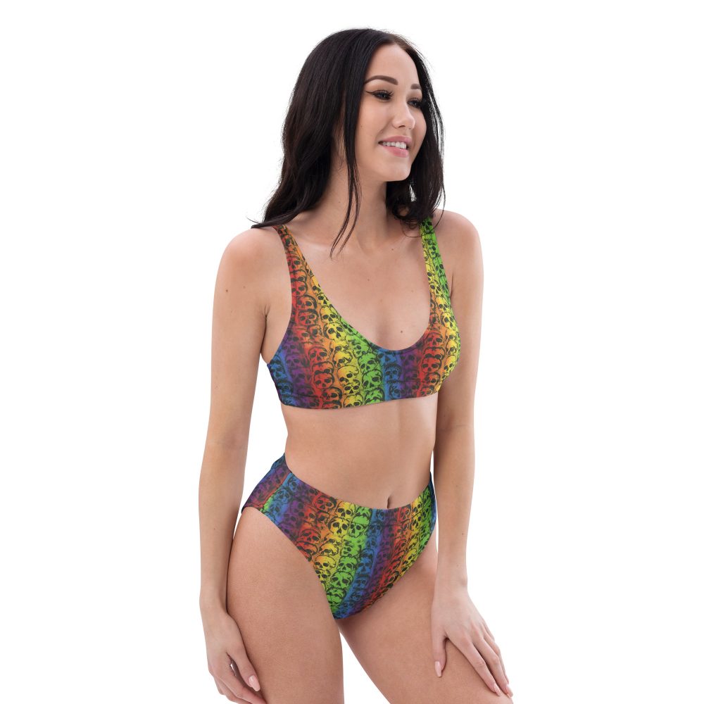 Rainbow Skulls Pride High-Waisted Cheeky Bikini - Image 3