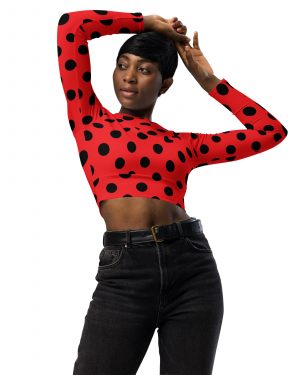 Ladybug Costume Red Black Polka dot Recycled long-sleeve crop top