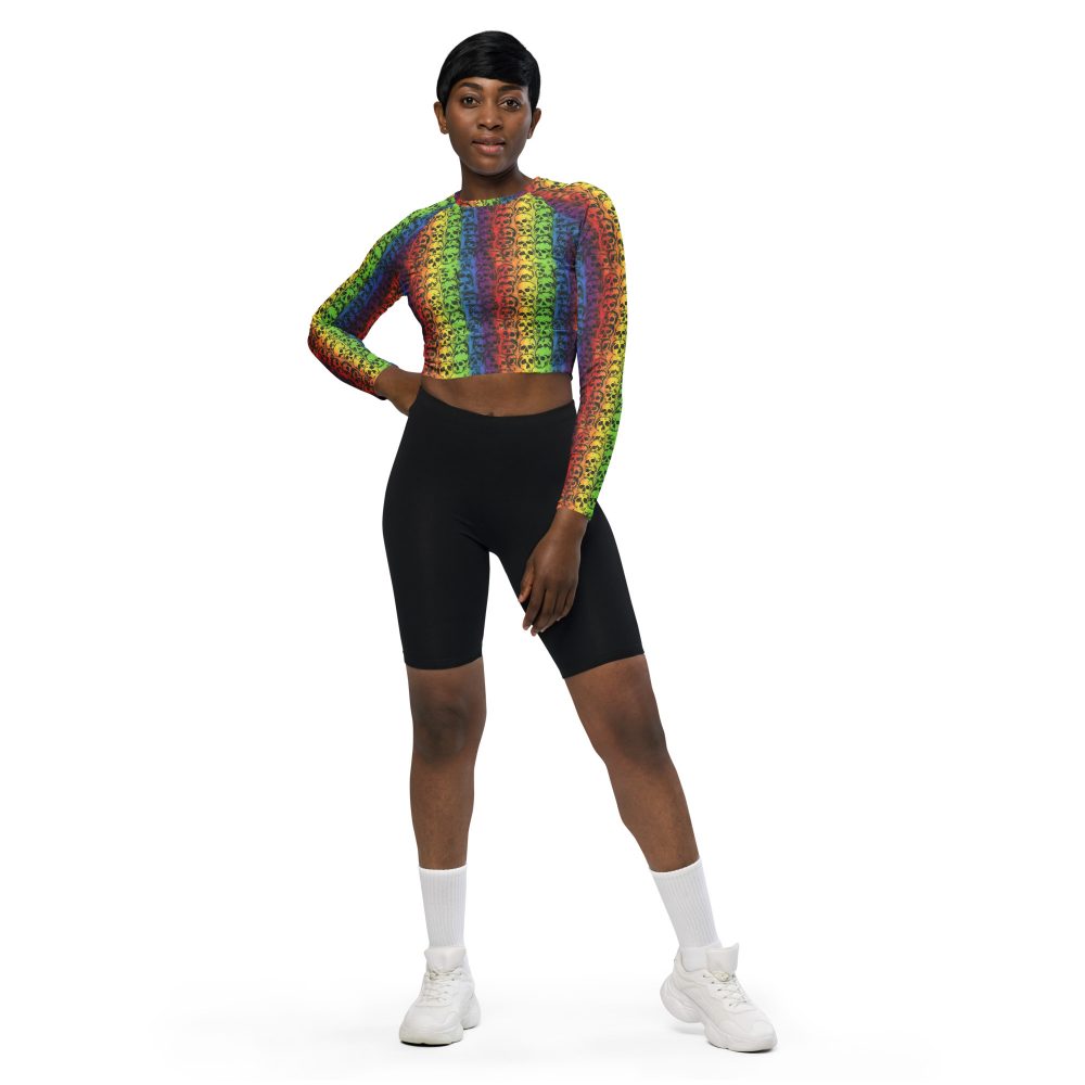 Rainbow Skulls Pride Long-Sleeve Crop Top