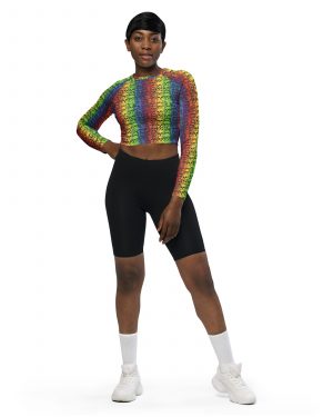 Rainbow Skulls Pride Long-Sleeve Crop Top