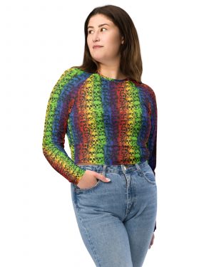 Rainbow Skulls Pride Long-Sleeve Crop Top