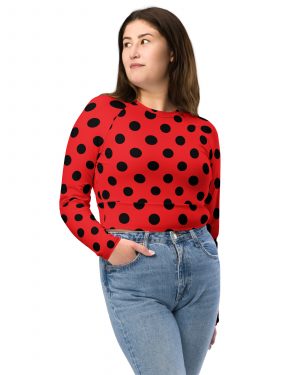 Ladybug Costume Red Black Polka dot Recycled long-sleeve crop top