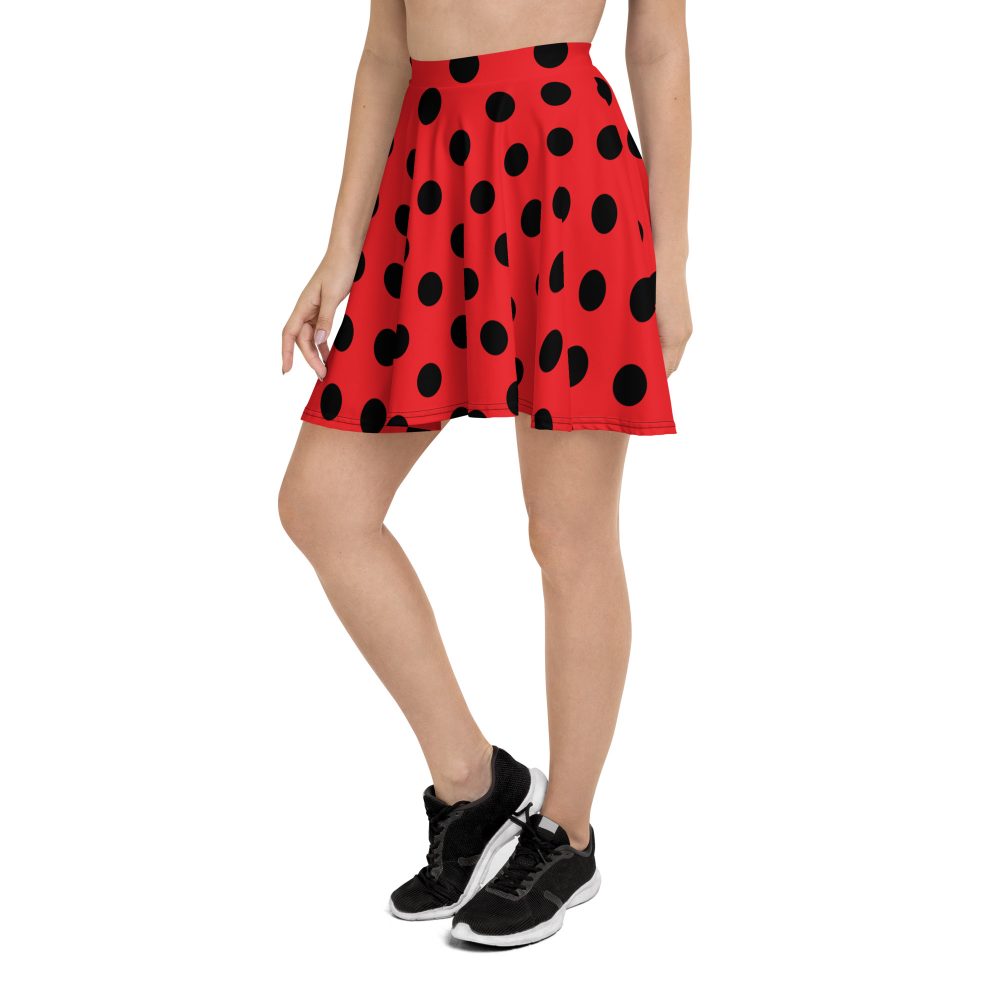 Ladybug Costume Red and Black Polka dot Skater Skirt - Image 3
