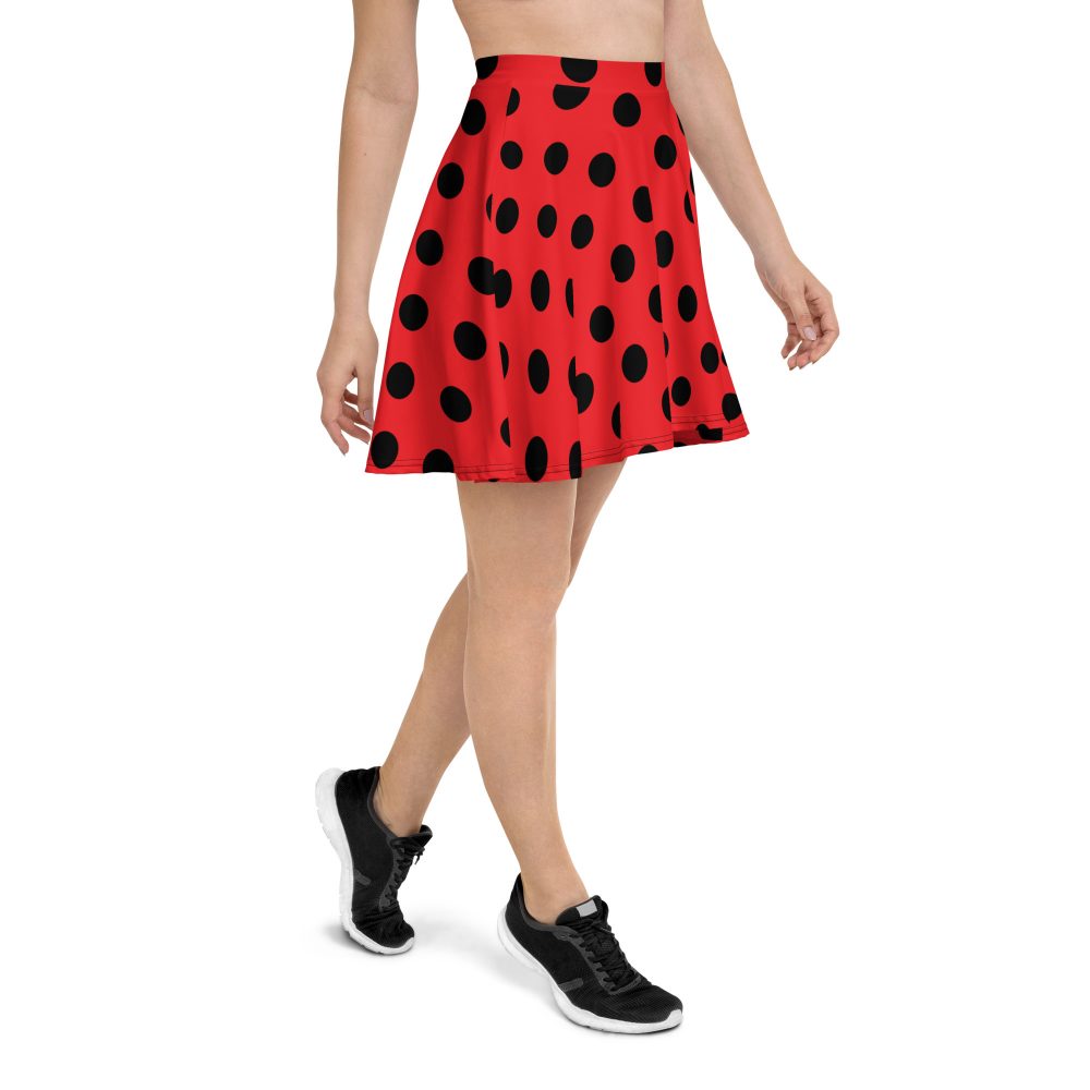Ladybug Costume Red and Black Polka dot Skater Skirt - Image 4