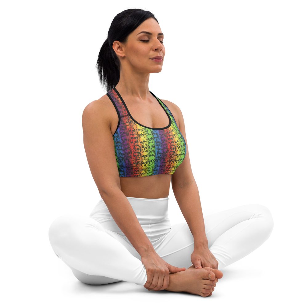 Rainbow Skulls Pride Sports bra - Image 6