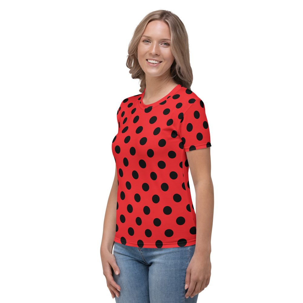 Ladybug Costume Red Black Polka Dot Women's T-shirt - Image 3