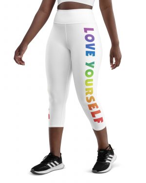 Love Yourself Rainbow Motivational Yoga Capri Leggings