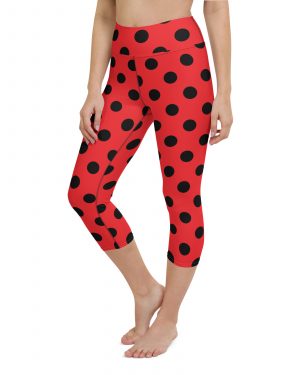 Ladybug Costume Red Black Polka Dot Yoga Capri Leggings