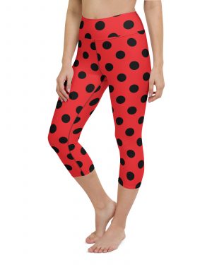 Ladybug Costume Red Black Polka Dot Yoga Capri Leggings