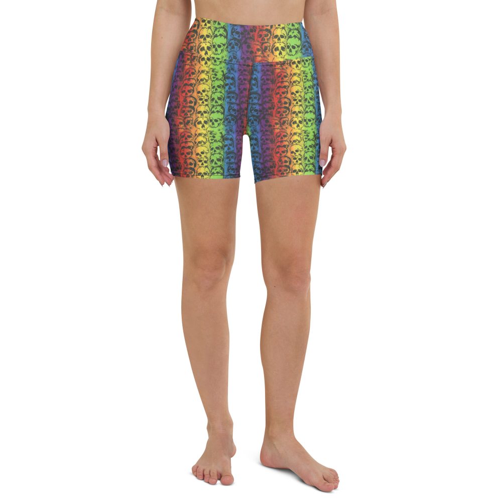 Rainbow Skulls Pride Yoga Shorts