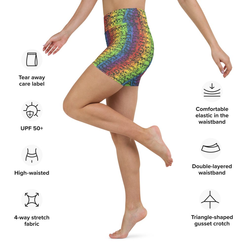 Rainbow Skulls Pride Yoga Shorts - Image 2