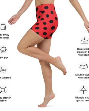 Ladybug Costume Red Black Polka Dot Yoga Shorts