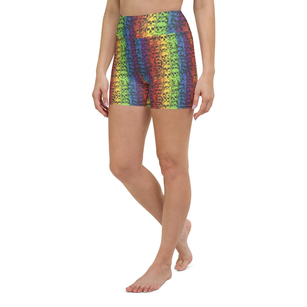 Rainbow Skulls Pride Yoga Shorts - Image 4