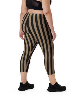 Brown and Black Striped Pirate Capri Leggings