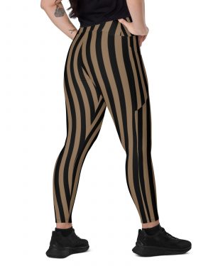 Brown and Black Striped Pirate Crossover leggings with pockets