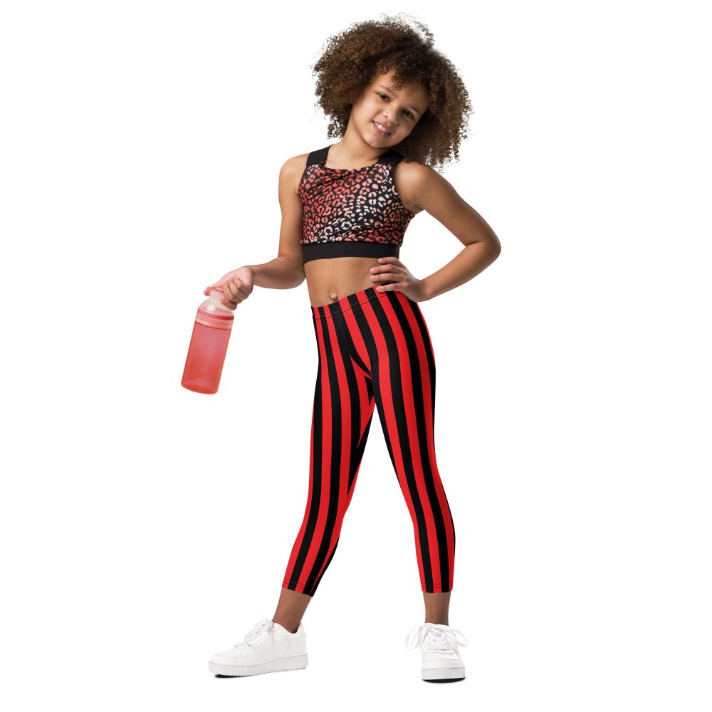 Red and Black Striped Kid's Pirate Leggings - Image 2