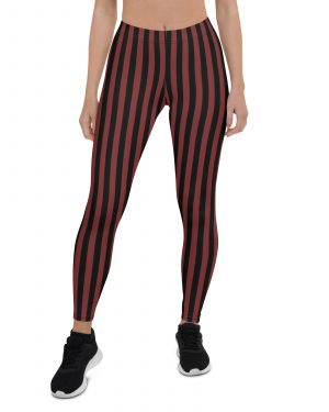 Maroon Red and Black Striped Pirate Costume Leggings