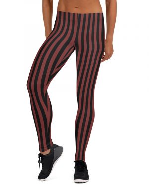 Maroon Red and Black Striped Pirate Costume Leggings