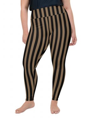 Brown and Black Striped Pirate Plus Size Leggings