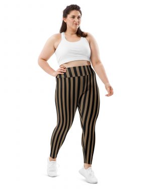 Brown and Black Striped Pirate Plus Size Leggings