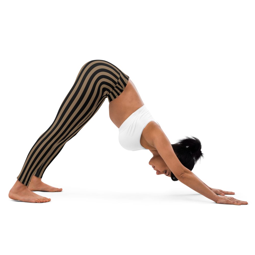 Brown and Black Striped Pirate Yoga Leggings - Image 4