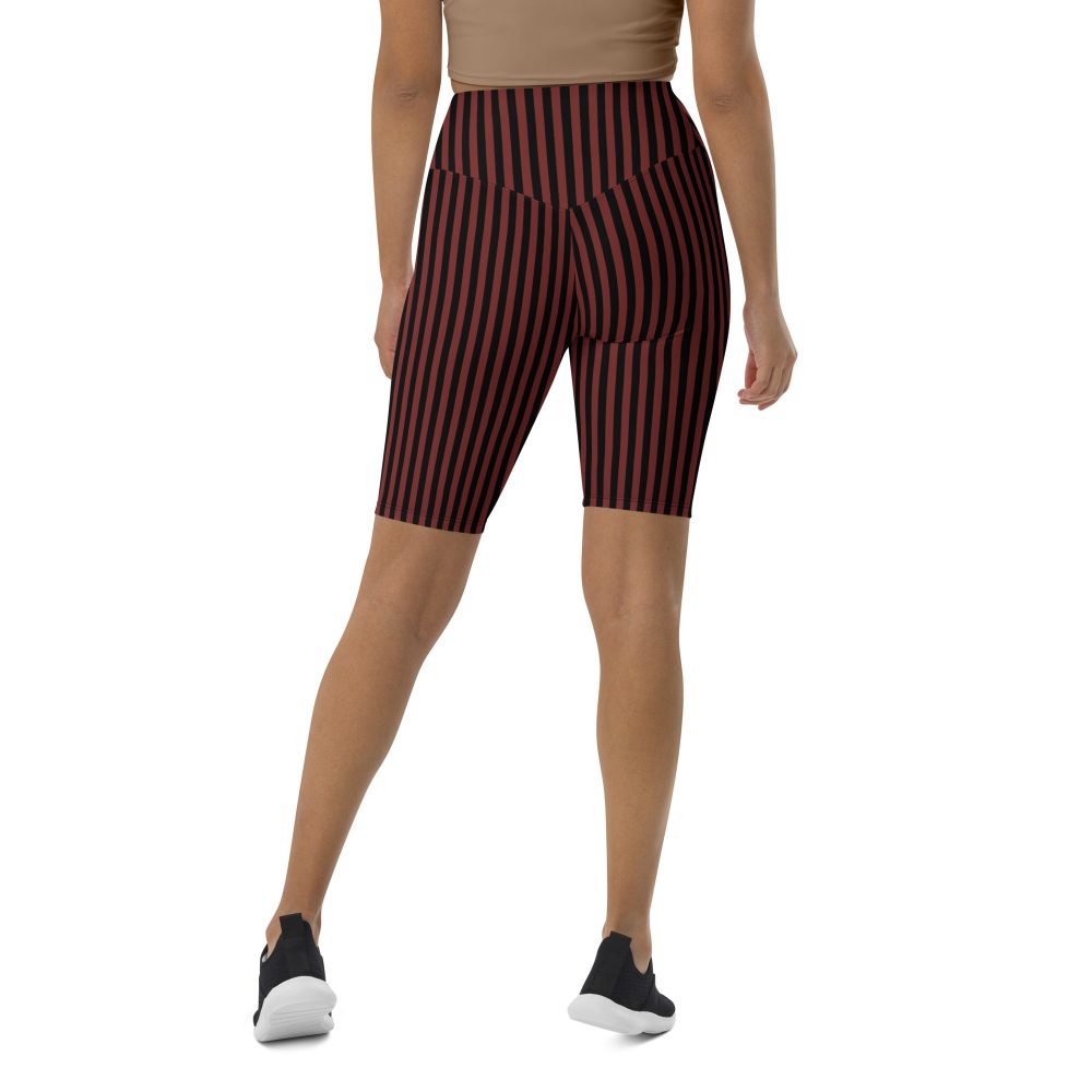 Maroon Red and Black Striped Pirate Costume Bike Shorts - Image 6