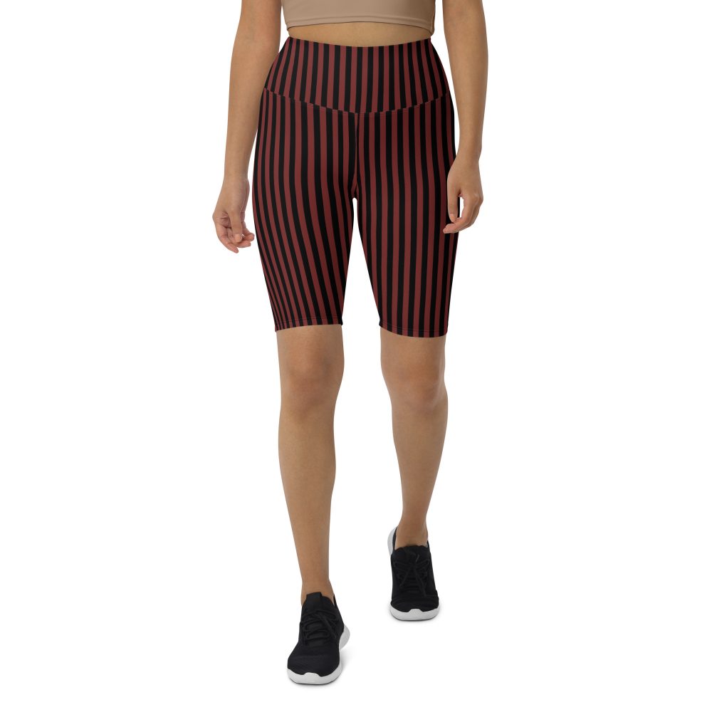 Maroon Red and Black Striped Pirate Costume Bike Shorts