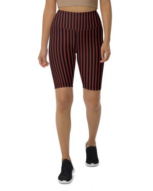 Maroon Red and Black Striped Pirate Costume Bike Shorts