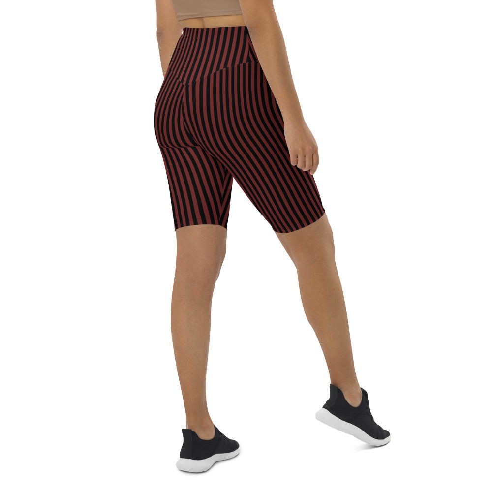 Maroon Red and Black Striped Pirate Costume Bike Shorts - Image 2
