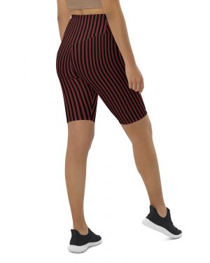 Maroon Red and Black Striped Pirate Costume Bike Shorts