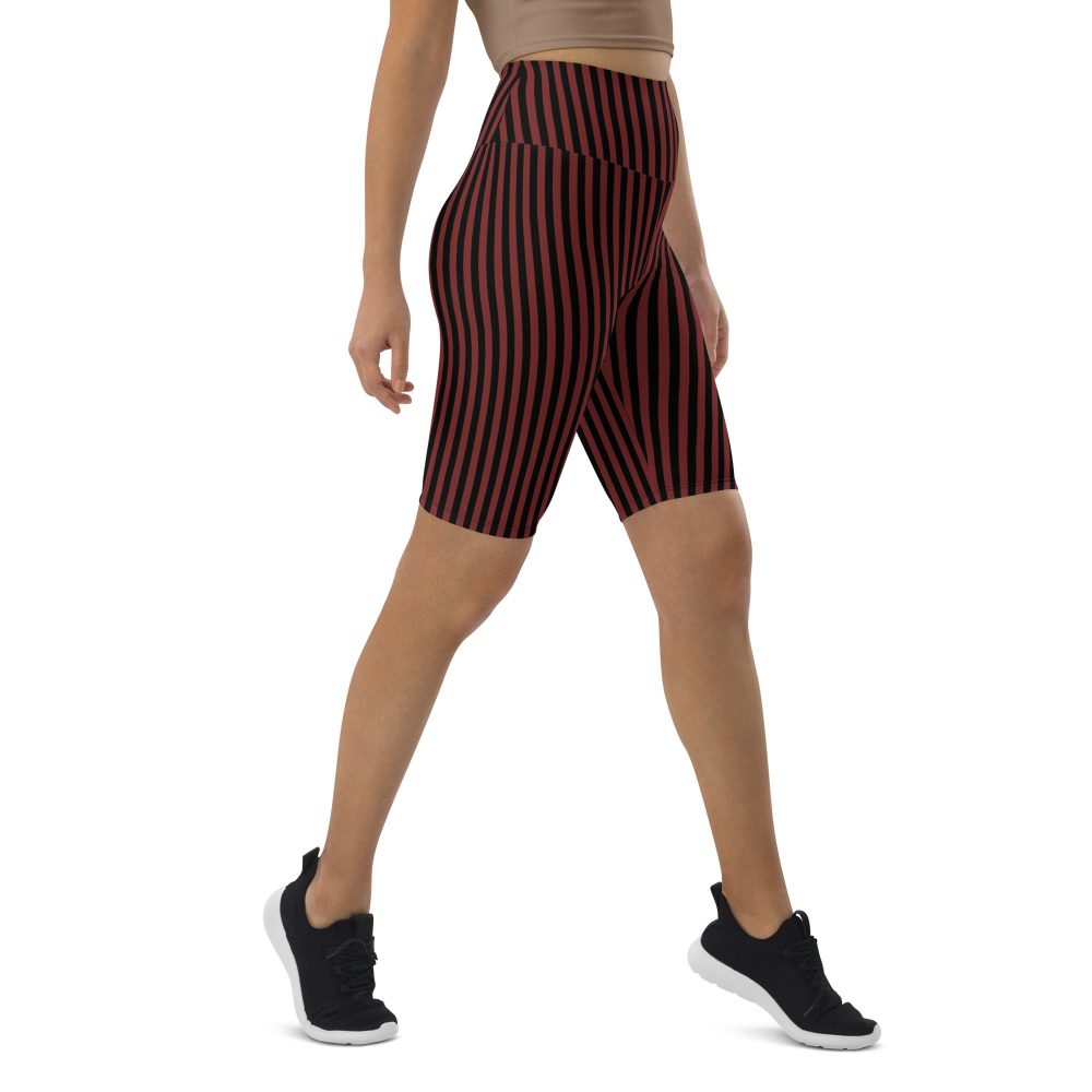 Maroon Red and Black Striped Pirate Costume Bike Shorts - Image 3