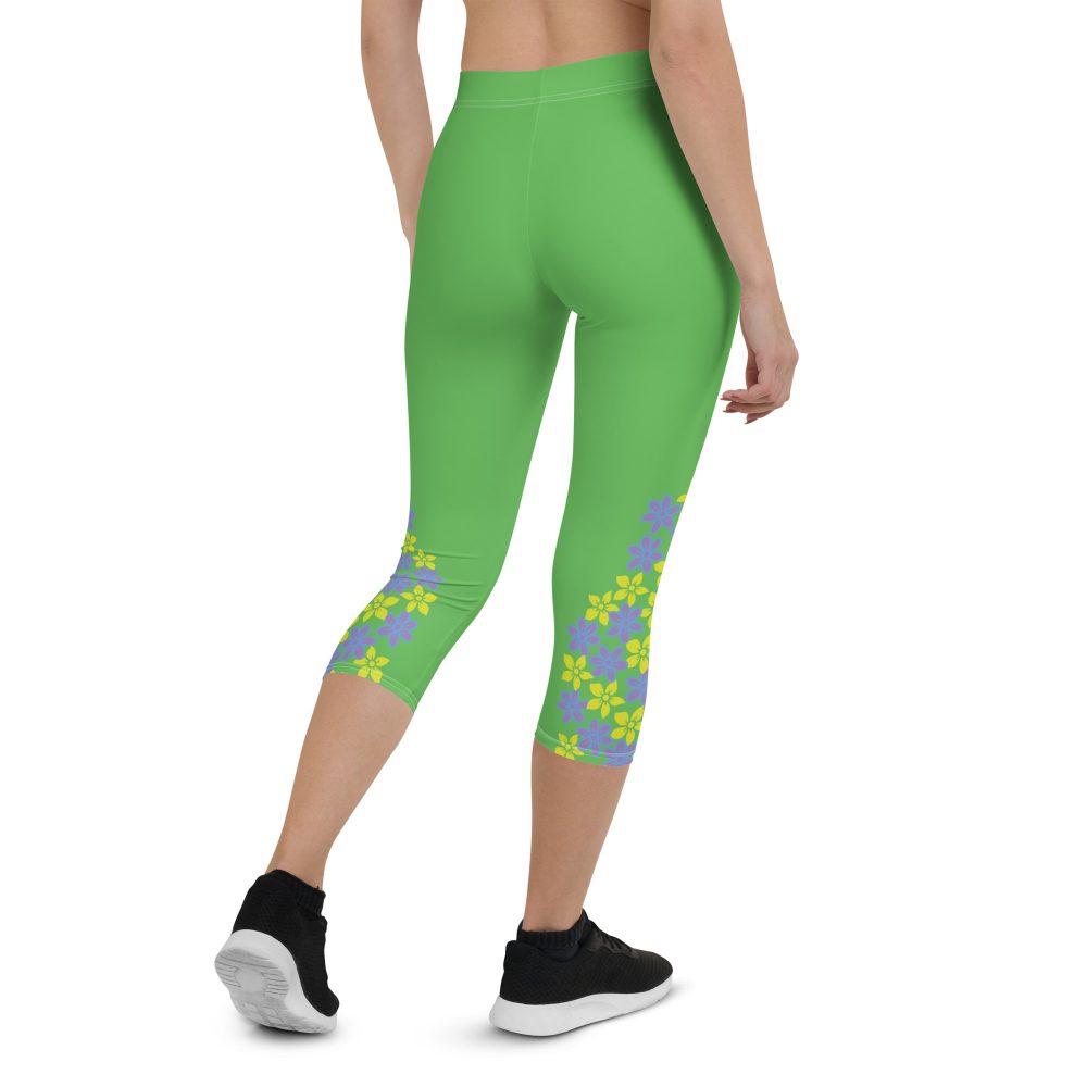 Spring Flower Gardener Floral Hippie Capri Leggings - Image 3