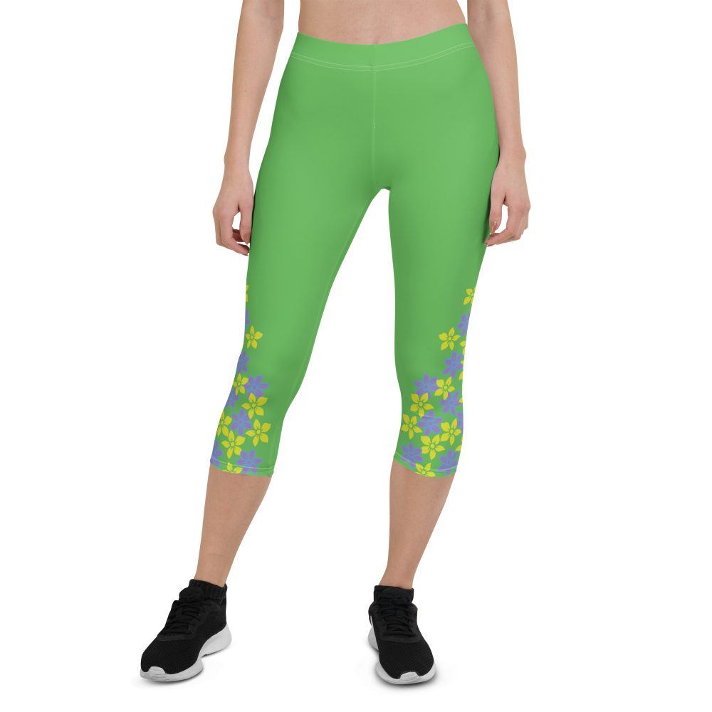 Spring Flower Gardener Floral Hippie Capri Leggings - Image 2