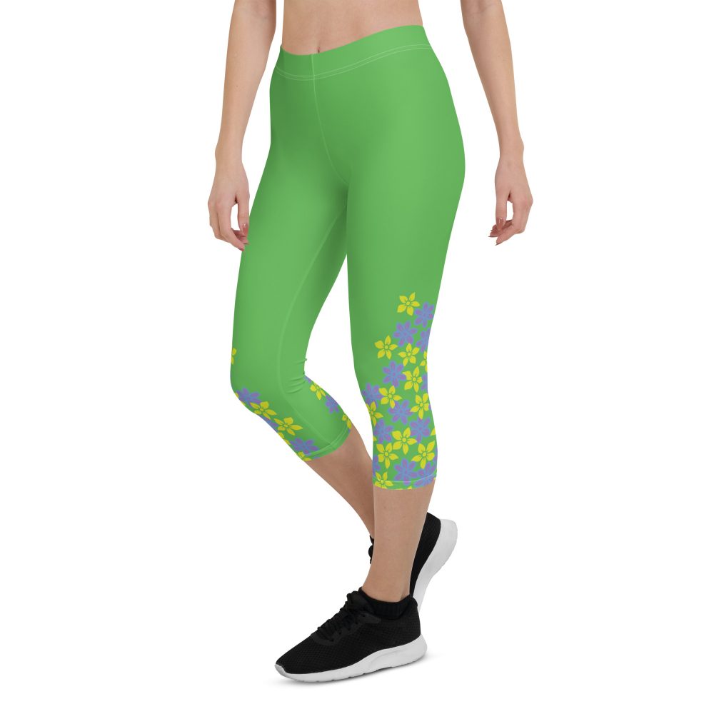 Spring Flower Gardener Floral Hippie Capri Leggings