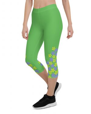 Spring Flower Gardener Floral Hippie Capri Leggings