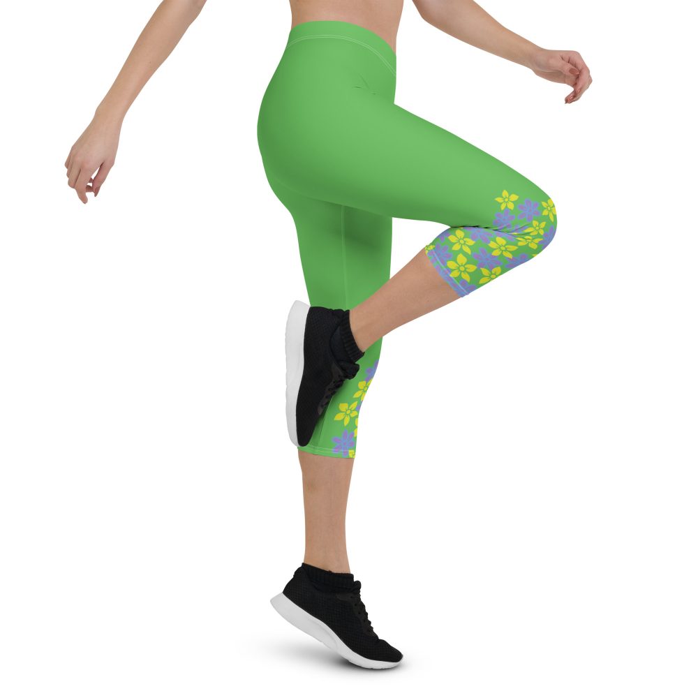 Spring Flower Gardener Floral Hippie Capri Leggings - Image 5