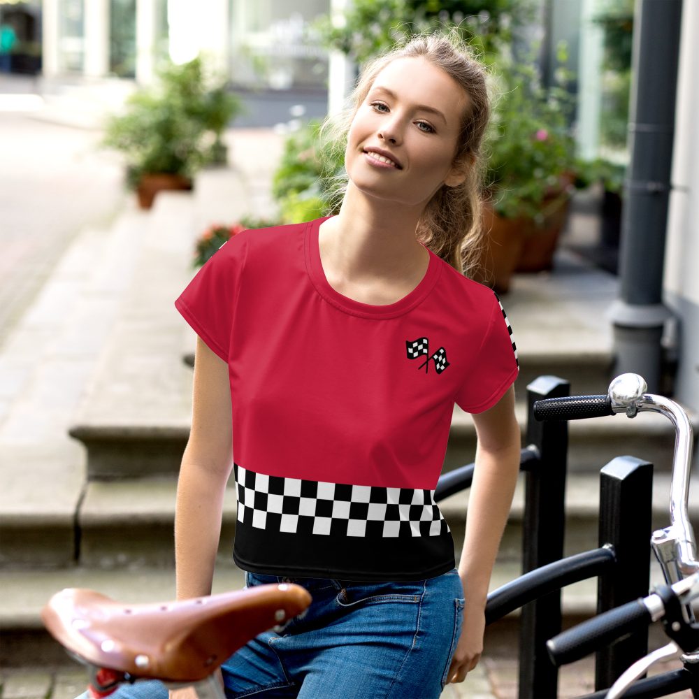 Pit Crew Race Car Driver Racing Costume Crop Tee - Image 2
