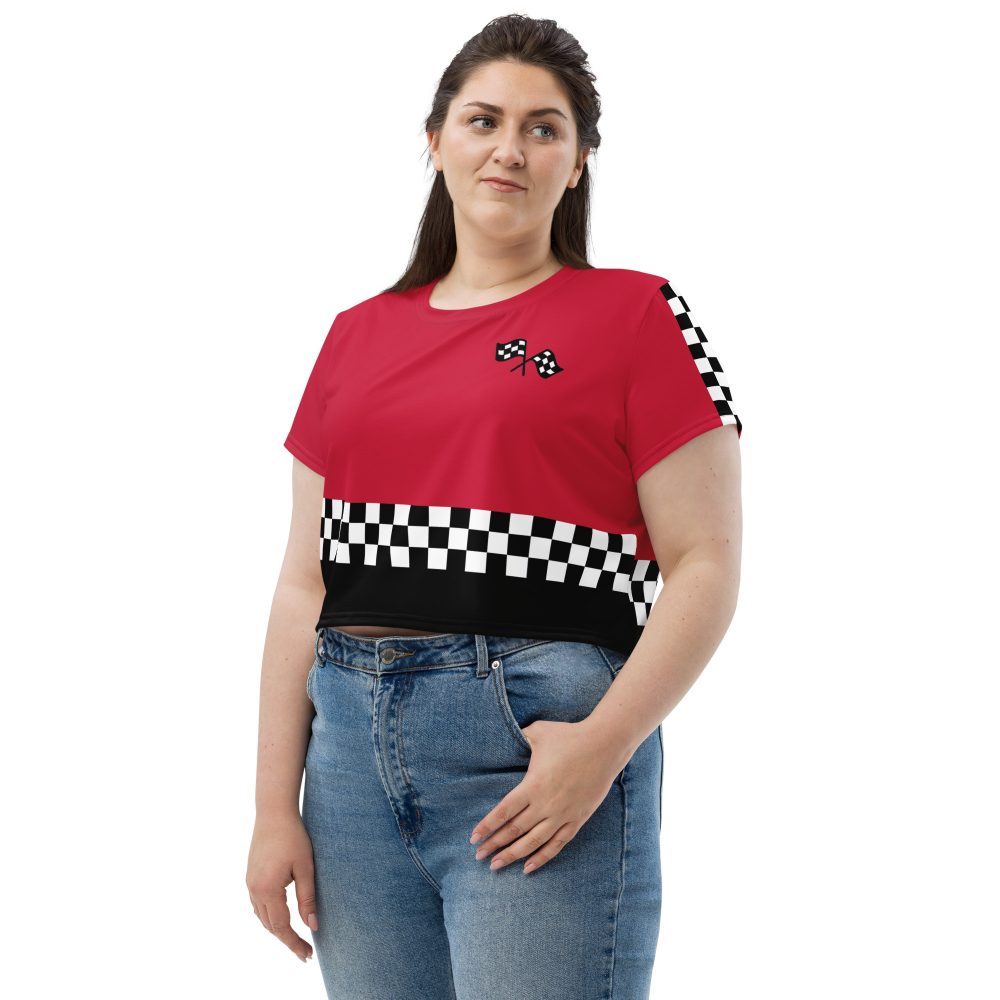 Pit Crew Race Car Driver Racing Costume Crop Tee - Image 4