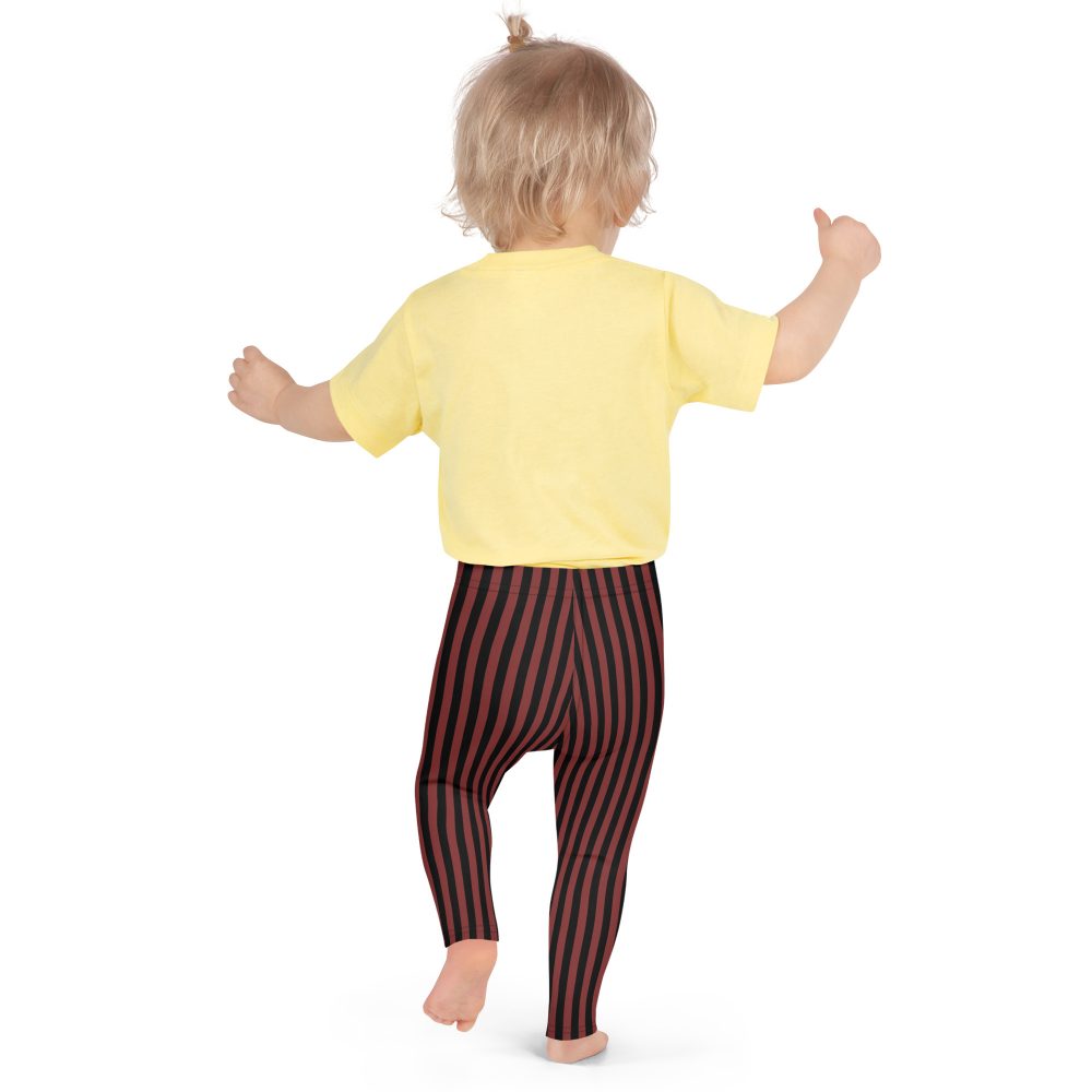 Maroon Red and Black Striped Pirate Costume Kid's Leggings - Image 7