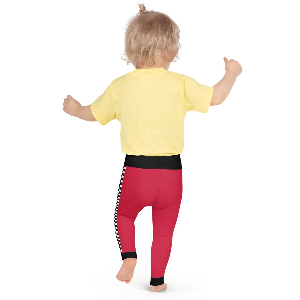 Kid's Pit Crew Costume Checkered Flag Racing Leggings - Image 7