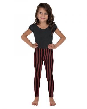 Maroon Red and Black Striped Pirate Costume Kid’s Leggings