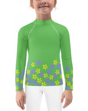 Spring Flower Gardener Floral Kids Long Sleeve UPF 50+ Swim Shirt