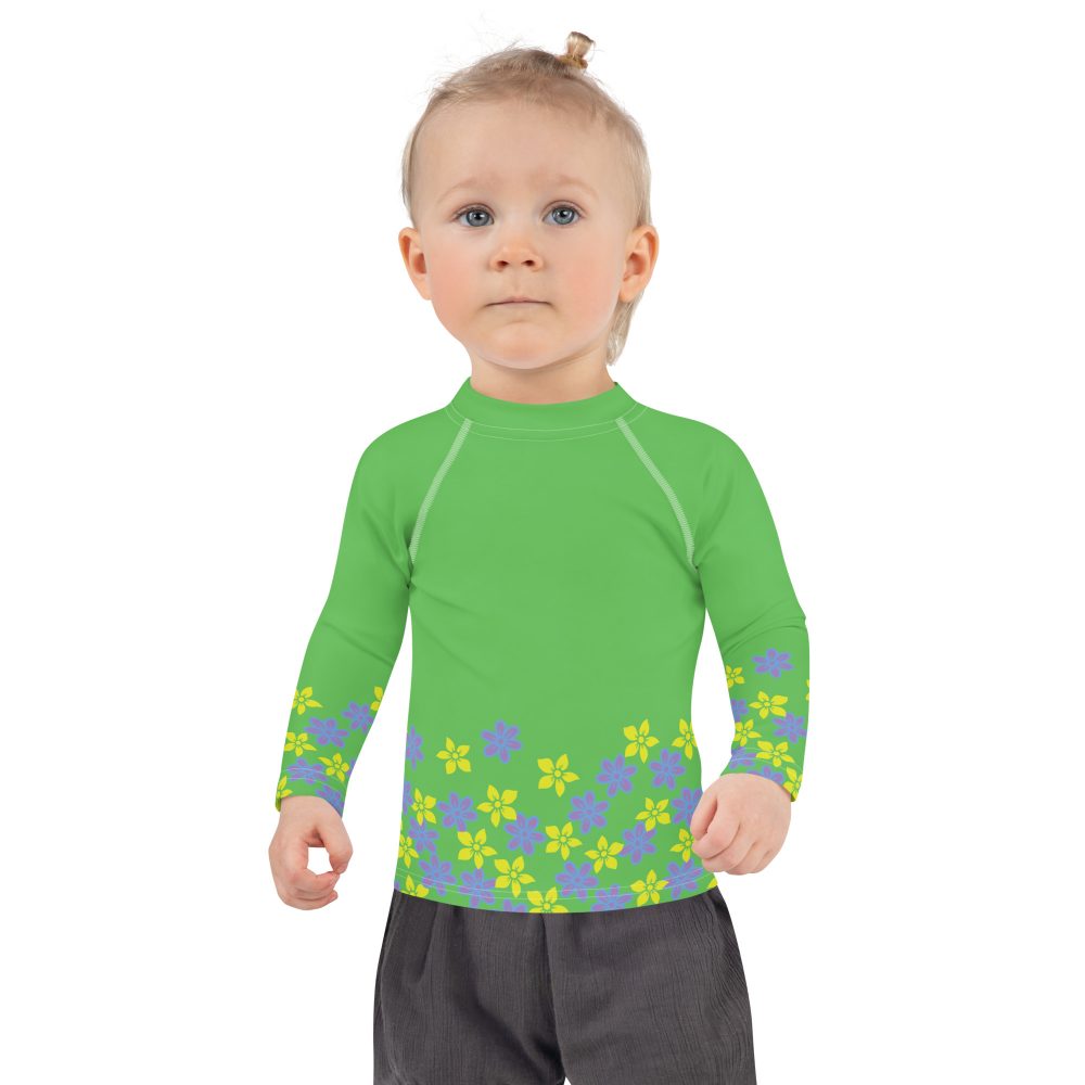 Spring Flower Gardener Floral Kids Long Sleeve UPF 50+ Swim Shirt - Image 3
