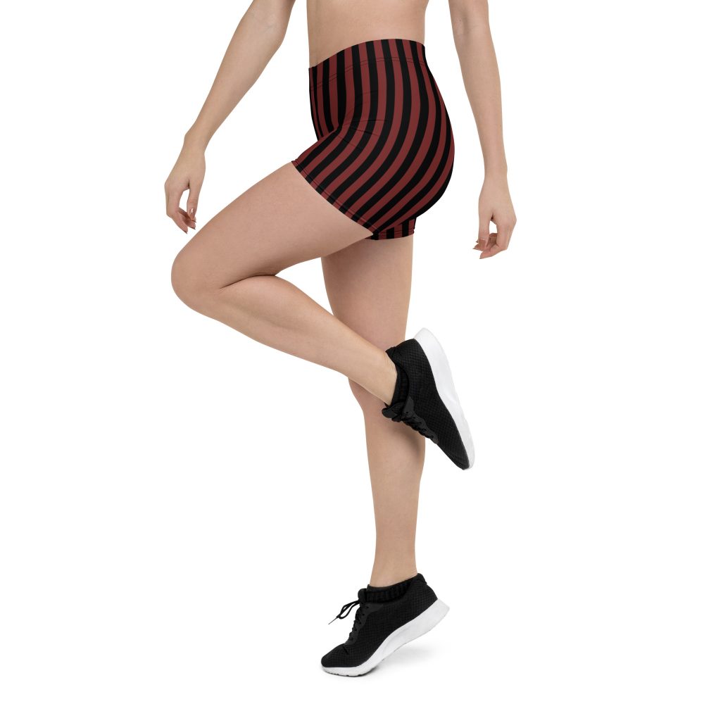 Maroon Red and Black Striped Pirate Costume Shorts - Image 6