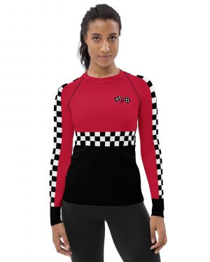 Pit Crew Race Car Driver Racing Costume Women’s Long Sleeve Rash Guard Shirt