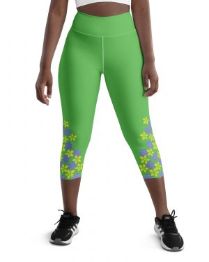 Spring Flower Gardener Floral Hippie Yoga Capri Leggings