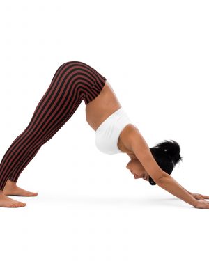 Maroon Red and Black Striped Pirate Costume Yoga Leggings