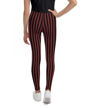 Maroon Red and Black Striped Pirate Costume Youth Leggings