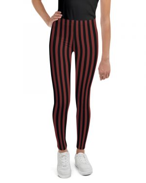 Maroon Red and Black Striped Pirate Costume Youth Leggings