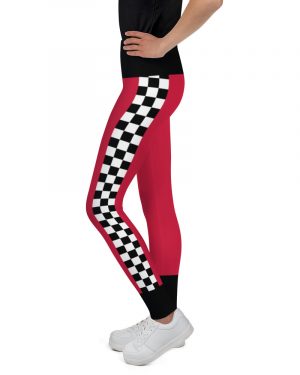 Teen Pit Crew Costume Checkered Flag Racing Leggings